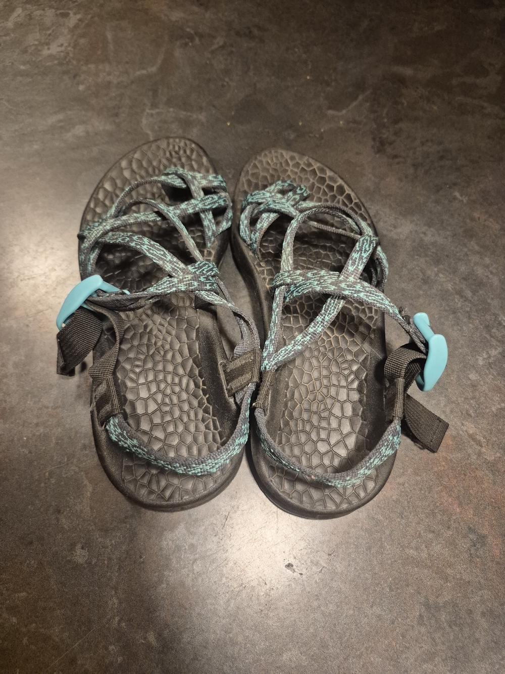 Chaco Black and Teal Strappy Outdoor Sandals